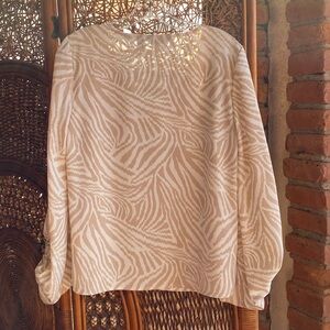 G by Giuliana Cream & Tan Zebra Print Blouse